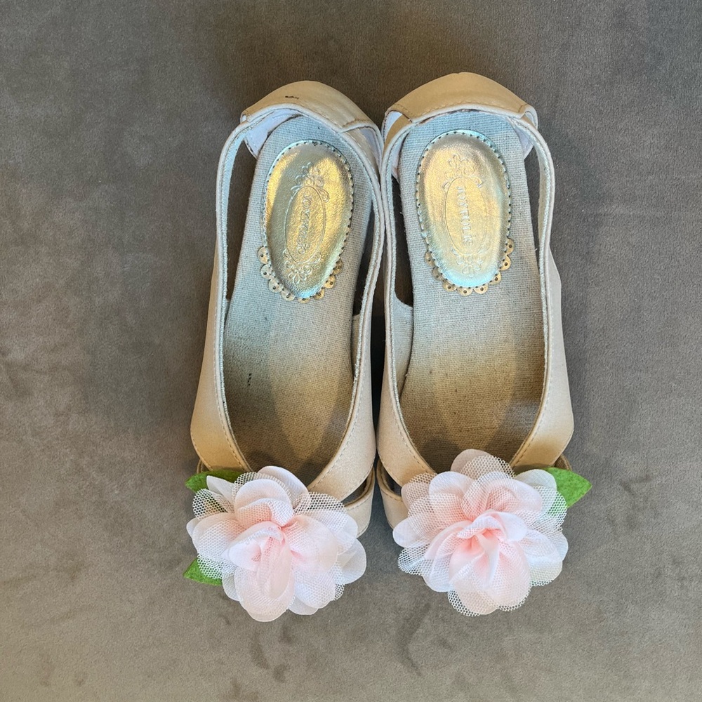 Joyfolie Elegant Beige and Pink Floral Heels